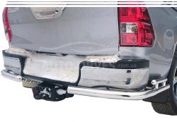 Rear bumper protection Toyota Hilux 2020-… - type: double corners фото 0