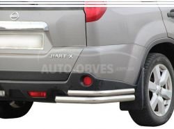 Nissan X-Trail t31 rear bumper protection - type: double corners фото 0