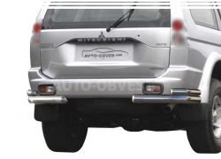 Защита заднего бампера Mitsubishi Pajero Sport I - тип: двойные углы фото 0