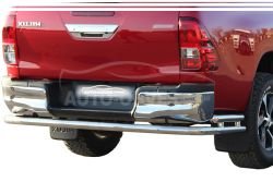 Rear bumper protection Toyota Hilux 2020-… - type: pipe with corners фото 0
