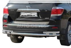 Bumper protection Toyota Highlander - type: on plates, without parking sensors фото 0