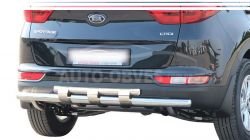 Rear bumper protection Kia Sportage 2016-2019 - type: model, with plates фото 0