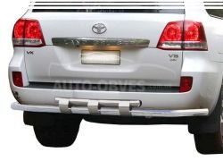 Защита заднего бампера Toyota Land Cruiser 200 2007-2016 - тип: модельная, с пластинами фото 0