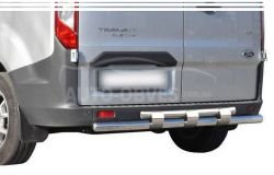 Rear bumper protection Ford Custom 2013-2020 - type: model, with plates фото 0