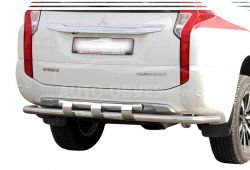Rear bumper protection Mitsubishi Pajero Sport 2016-2019 - type: model, with plates фото 0