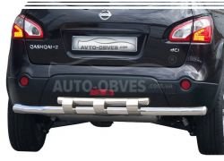 Rear bumper protection Nissan Qashqai 2007-2014 - type: model, with plates фото 0