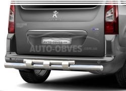 Rear bumper protection Peugeot Partner 2015-... - type: model, with plates фото 0