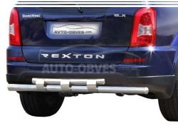 Ssangyong Rexton rear bumper protection - type: model, with plates фото 0