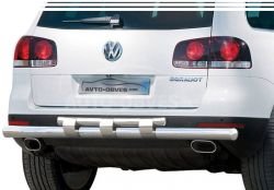 Rear bumper protection VW Touareg 2002-2010 - type: model, with plates фото 0