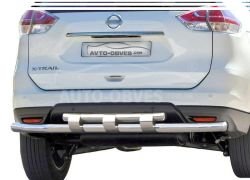 Защита заднего бампера Nissan X-Trail 2017-2021 - тип: модельная, с пластинами фото 0