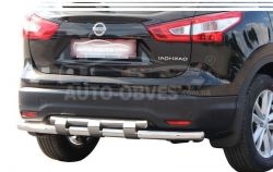 Захист заднього бампера Nissan Qashqai 2014-2017 - тип: модельний, з пластинами фото 0