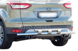 Защита заднего бампера Ford Kuga 2013-2016 - тип: модельная, с пластинами фото 0