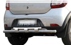 Rear bumper protection Sandero Stepway - type: model, with plates фото 0