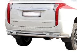 Bumper protection Mitsubishi Pajero Sport 2016-2019 - type: on plates, without parking sensors фото 0