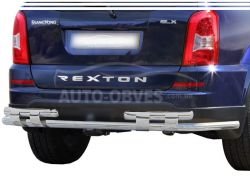 Bumper protection Ssangyong Rexton with stroke - type: on plates, without parking sensors фото 0