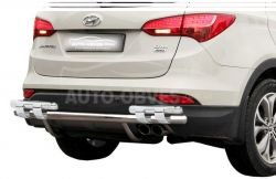 Bumper protection Hyundai Santa Fe 2013-2016 - type: on plates, without parking sensors фото 0