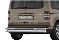 Rear bumper protection VW Caddy 2010-2015 - type: on racks, without parking sensors фото 0