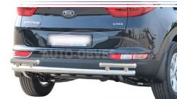 Rear bumper protection Kia Sportage 2019-2021 - type: on racks, without parking sensors фото 0