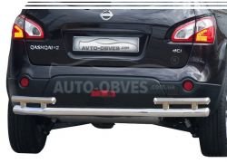 Rear bumper protection Nissan Qashqai 2007-2014 - type: on racks, without parking sensors фото 0