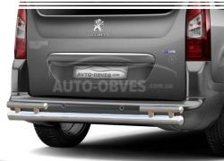 Rear bumper protection Peugeot Partner 2015-... - type: on pillars, without parking sensors фото 0