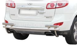 Защита заднего бампера Hyundai Santa Fe II - тип: на стойках, без парктронников фото 0