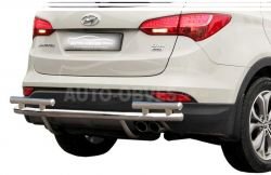 Захист заднього бампера Hyundai Santa Fe 2013-2016 - тип: на стійках, без парктронників фото 0
