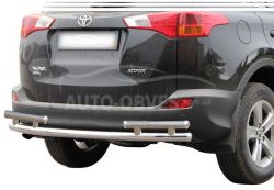 Защита заднего бампера Toyota Rav4 2013-2016 - тип: на стойках, без парктронников фото 0