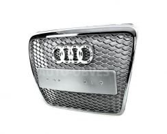 Передня решітка Audi A6 C6 2004-2011 - type: RS style сіра з хромом фото 0