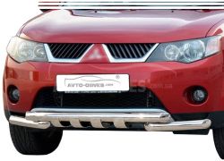 Защита бампера Mitsubishi Outlander XL 2007-2010 - тип: модельная, с пластинами фото 0