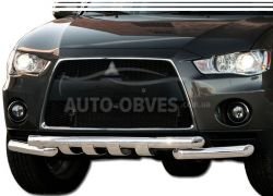 Защита бампера Mitsubishi Outlander XL 2010-2012 - тип: модельная, с пластинами фото 0