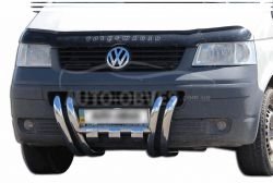 Front bumper protection VW T5 2004-2010 - type: with plates фото 0
