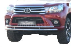 Front bumper protection Toyota Hilux 2015-2020 - type: double pipe фото 0