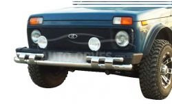Bumper protection Lada Niva - type: model with plates фото 0