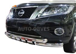 Bumper protection Nissan Pathfinder 2015-... - type: model with plates фото 0