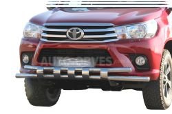 Bumper protection Toyota Hilux 2015-2020 - type: model with plates фото 0