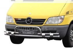 Защита переднего бампера Mercedes Sprinter 2000-2006 - тип: с обводкой номера фото 0