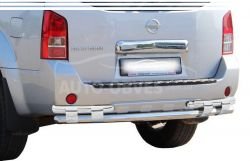 Bumper protection Nissan Pathfinder - type: on plates, without parking sensors фото 0