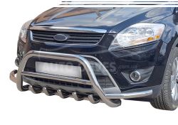 Front bumper protection Ford Kuga 2009-2012 - type: with additional tubes фото 0