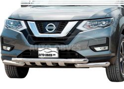 Защита бампера Nissan Rogue 2013-2020 - тип: модельная, с пластинами фото 0