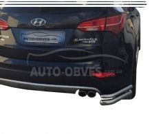 Защита заднего бампера Hyundai Santa Fe 2013-2016 - тип: двойные углы фото 0