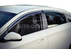 Дефлекторы на окна ветровики Hyundai Sonata 2017-... - тип: с хром молдингом фото 0