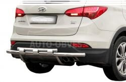 Защита заднего бампера Hyundai Santa Fe 2013-2016 - тип: модельная, с пластинами фото 0