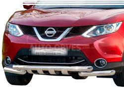 Защита бампера Nissan Qashqai 2014-2017 - тип: модельная, с пластинами фото 0