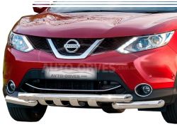 Захист бампера Nissan Qashqai 2014-2017 - тип: модельний, з пластинами фото 0