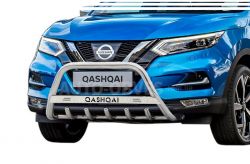 Bull bar Nissan Qashqai 2018-2021 - type: with logo фото 0
