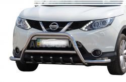 Front bumper protection Nissan Qashqai 2014-2017 - type: with additional tubes фото 0