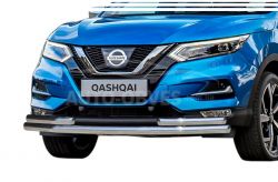 Front bar Nissan Qashqai 2018-2021 - type: with additional pipes фото 0