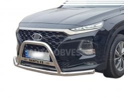 Front bumper protection Hyundai Santa Fe 2017-... - type: with additional pipes фото 0