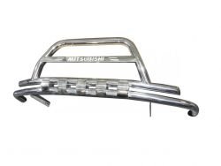 Front bumper protection Mitsubishi Pajero Wagon IV - type: with additional pipes фото 0