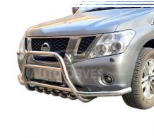 Front bumper protection Nissan Patrol - type: with additional pipes photo 0